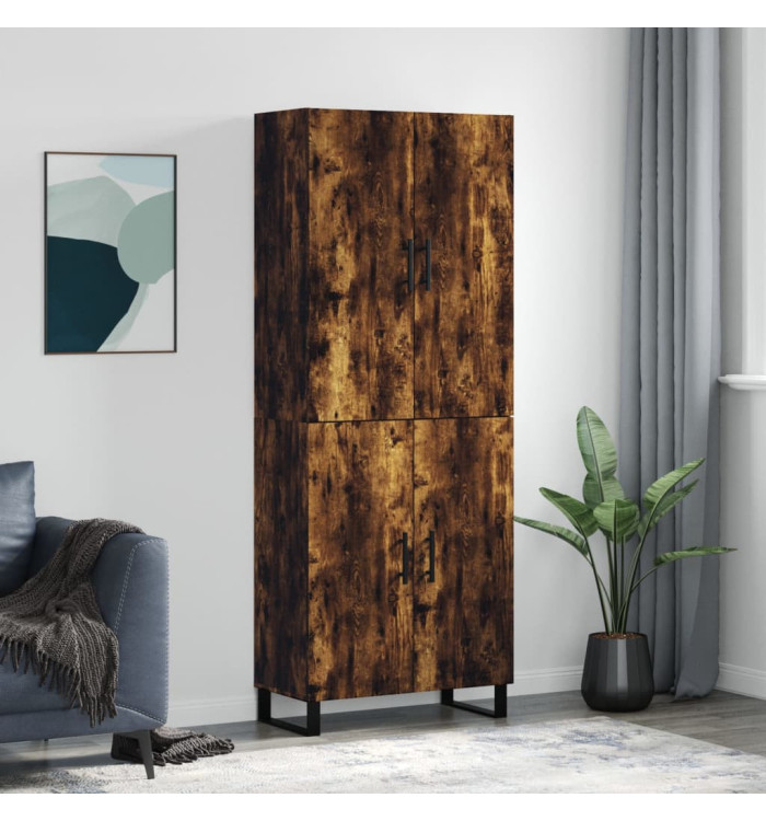 Buffet haut Chêne fumé 69,5x34x180 cm Bois d'ingénierie | Mobilier & Déco