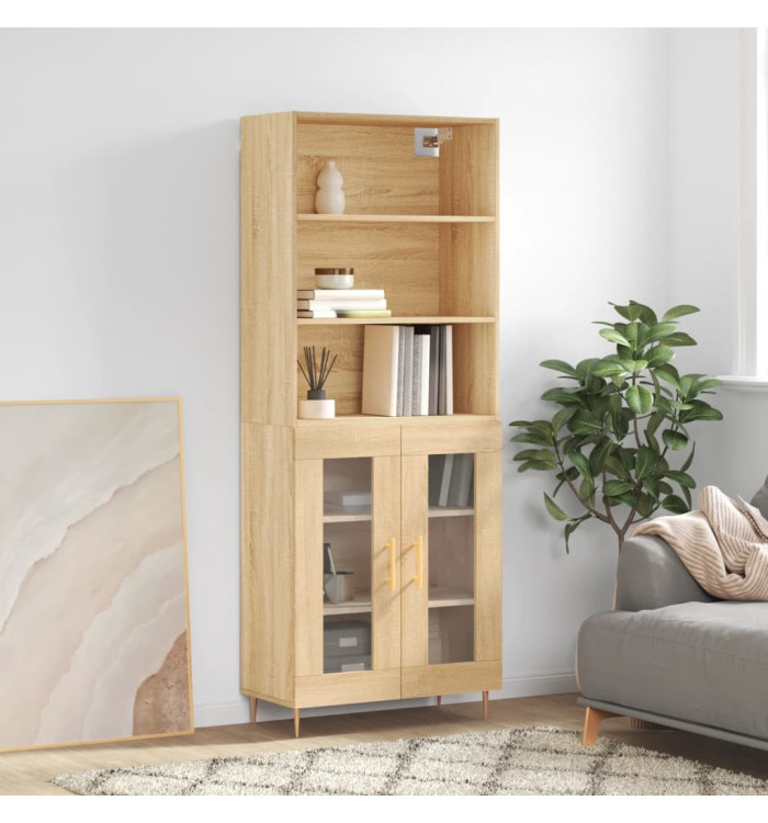 Buffet haut Chêne sonoma 69,5x34x180 cm Bois d'ingénierie | Mobilier & Déco