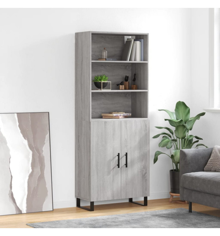 Buffet haut Sonoma gris 69,5x34x180 cm Bois d'ingénierie | Mobilier & Déco