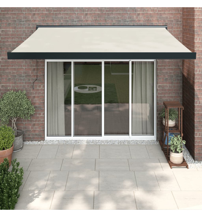 Auvent rétractable crème 3x2,5 m tissu et aluminium | Mobilier & Déco