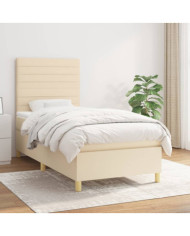 Sommier à lattes de lit avec matelas Crème 90x200 cm Tissu | Mobilier & Déco