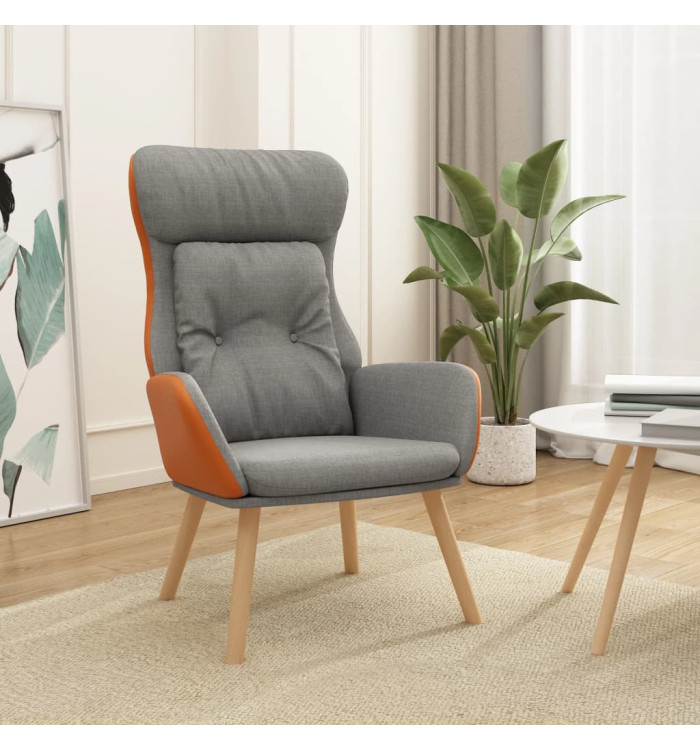 Chaise de relaxation Gris clair Tissu et PVC | Mobilier & Déco