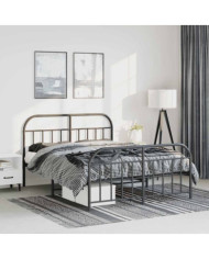 Cadre de lit métal sans matelas avec pied de lit noir 150x200cm | Mobilier & Déco