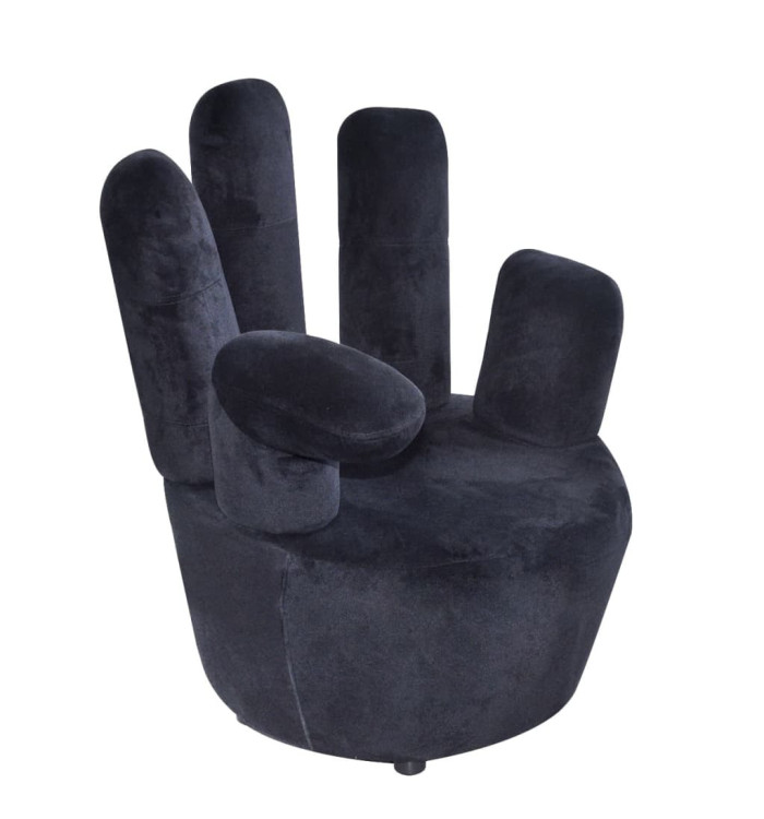 Chaise en forme de main noir velours | Mobilier & Déco