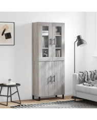 Buffet haut Sonoma gris 69,5x34x180 cm Bois d'ingénierie | Mobilier & Déco