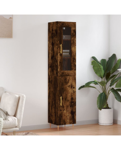 Buffet haut Chêne fumé 34,5x34x180 cm Bois d'ingénierie | Mobilier & Déco