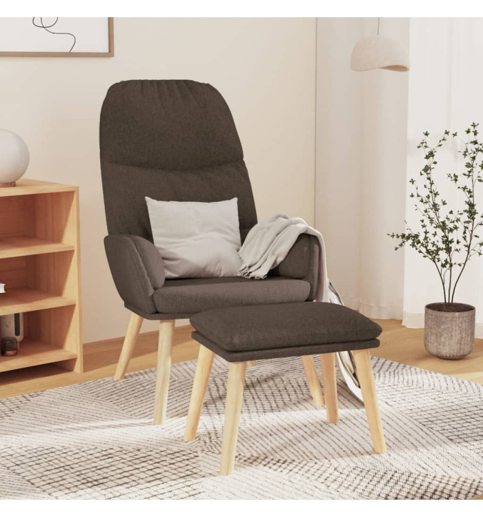 Chaise de relaxation avec tabouret Taupe Tissu | Mobilier & Déco