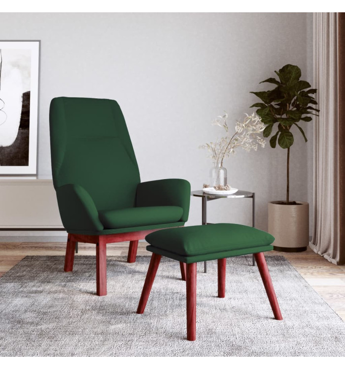 Chaise de relaxation avec repose-pied Vert foncé Tissu | Mobilier & Déco