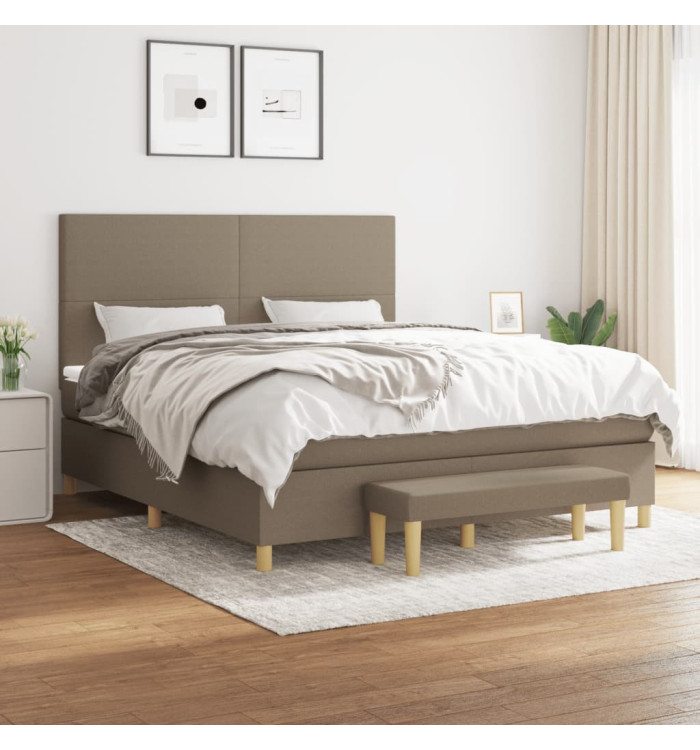 Sommier à lattes de lit avec matelas Taupe 180x200 cm Tissu | Mobilier & Déco