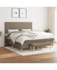 Sommier à lattes de lit avec matelas Taupe 180x200 cm Tissu | Mobilier & Déco