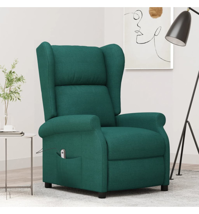 Fauteuil inclinable électrique à oreilles vert foncé tissu | Mobilier & Déco