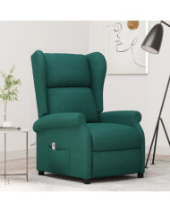 Fauteuil inclinable électrique à oreilles vert foncé tissu | Mobilier & Déco
