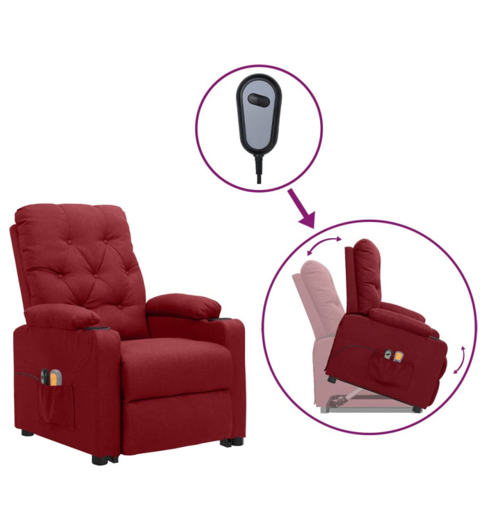 Fauteuil de massage Rouge bordeaux Tissu | Mobilier & Déco