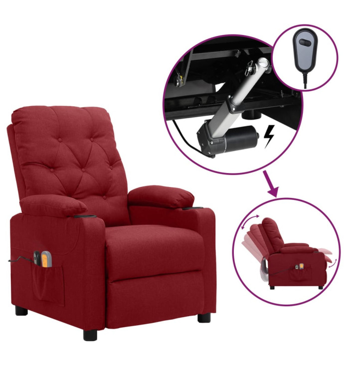 Fauteuil électrique de massage Bordeaux Tissu | Mobilier & Déco