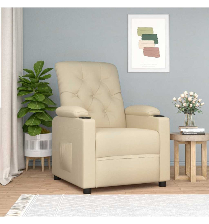 Fauteuil inclinable Crème Tissu | Mobilier & Déco