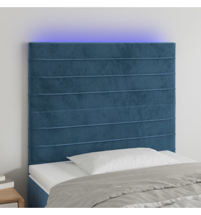 Tête de lit à LED Bleu foncé 80x5x118/128 cm Velours | Mobilier & Déco