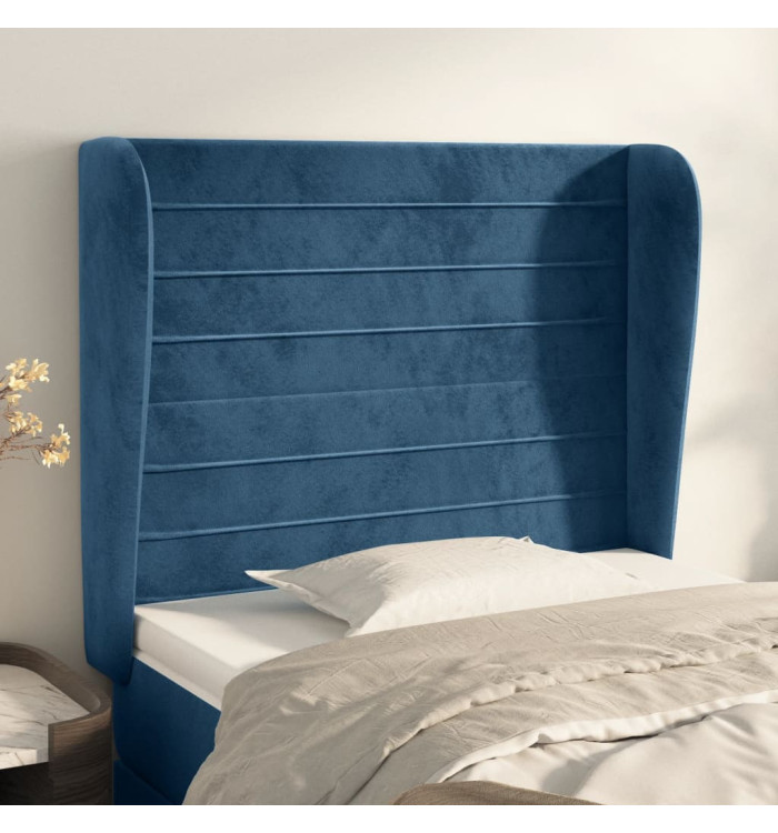 Tête de lit avec oreilles Bleu foncé 83x23x118/128 cm Velours | Mobilier & Déco