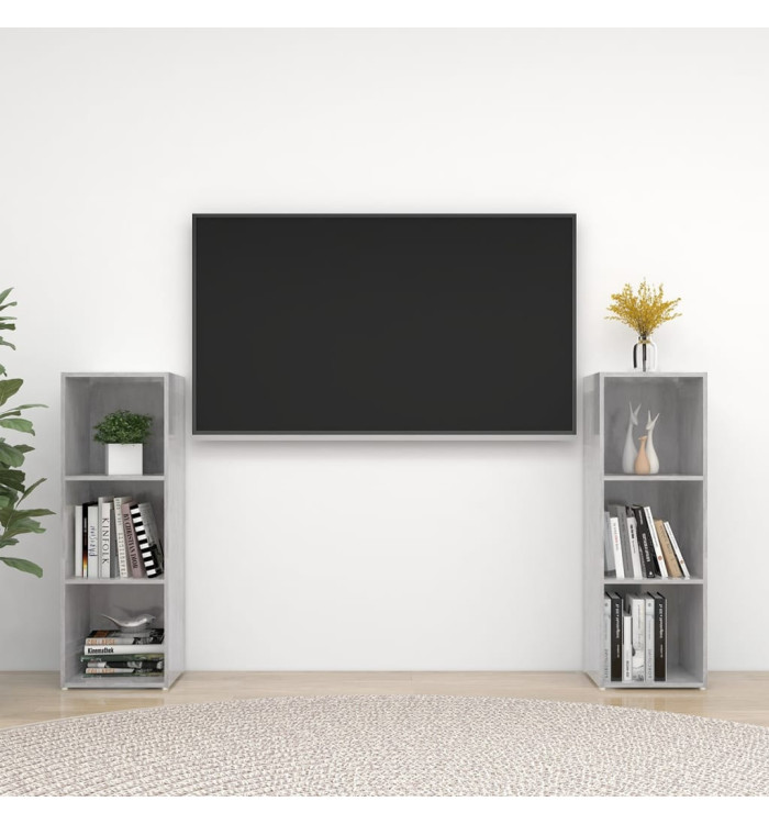 Meubles TV 2 pcs Gris béton 107x35x37 cm Bois d'ingénierie | Mobilier & Déco