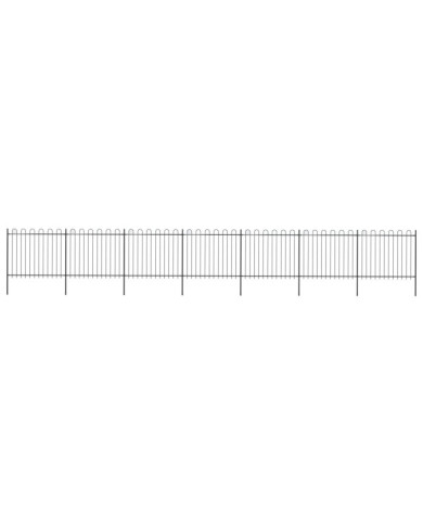Clôture de jardin avec dessus en cerceau Acier 11,9x1,5 m Noir | Mobilier & Déco