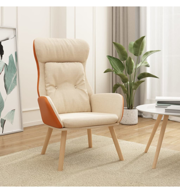 Chaise de relaxation Crème Tissu et PVC | Mobilier & Déco