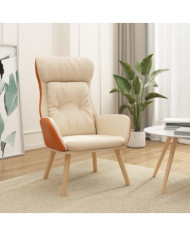 Chaise de relaxation Crème Tissu et PVC | Mobilier & Déco