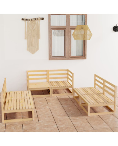 Salon de jardin 6 pcs bois de pin massif | Mobilier & Déco