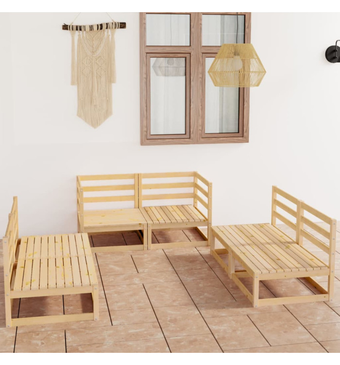Salon de jardin 6 pcs bois de pin massif | Mobilier & Déco