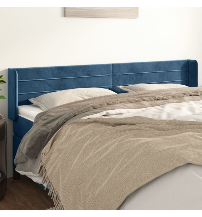 Tête de lit avec oreilles Bleu foncé 163x16x78/88 cm Velours | Mobilier & Déco