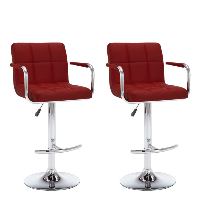 Tabourets de bar lot de 2 rouge bordeaux similicuir | Mobilier & Déco