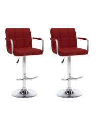 Tabourets de bar lot de 2 rouge bordeaux similicuir | Mobilier & Déco