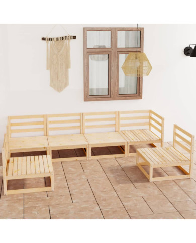 Salon de jardin 6 pcs bois de pin massif | Mobilier & Déco