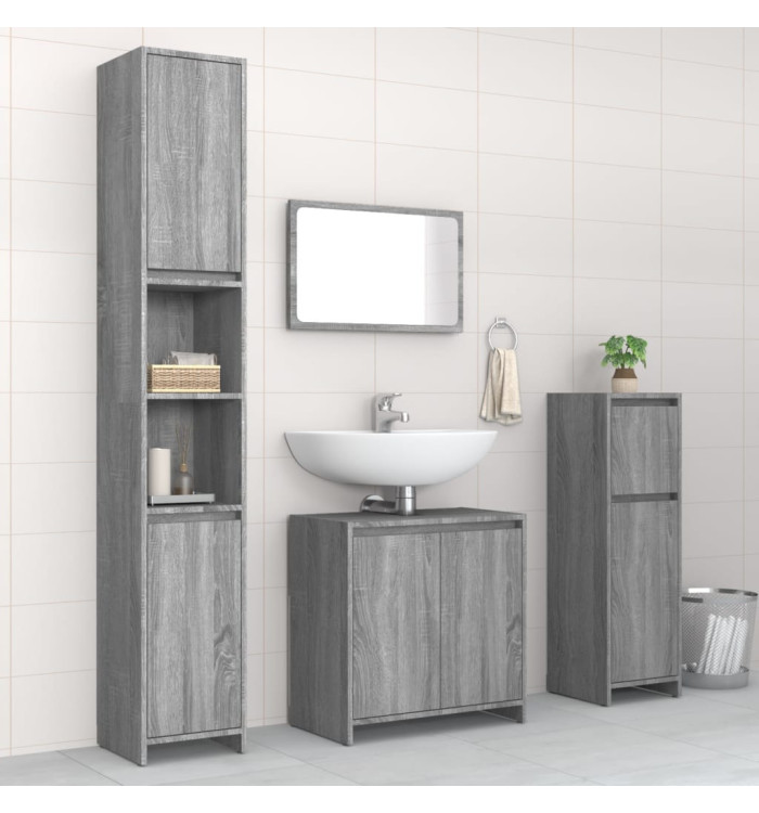 Ensemble de meubles de salle de bain 4 pcs Sonoma gris | Mobilier & Déco