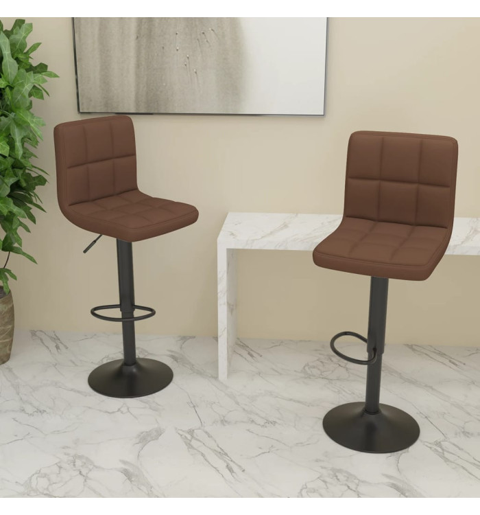 Tabourets de bar lot de 2 marron tissu | Mobilier & Déco