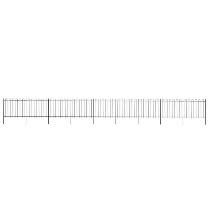 Clôture de jardin avec dessus en cerceau Acier 15,3x1,5 m Noir | Mobilier & Déco