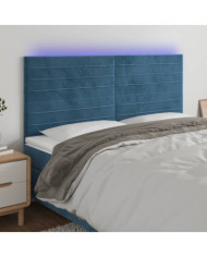 Tête de lit à LED Bleu foncé 160x5x118/128 cm Velours | Mobilier & Déco
