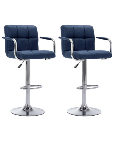 Chaises de bar lot de 2 bleu tissu | Mobilier & Déco