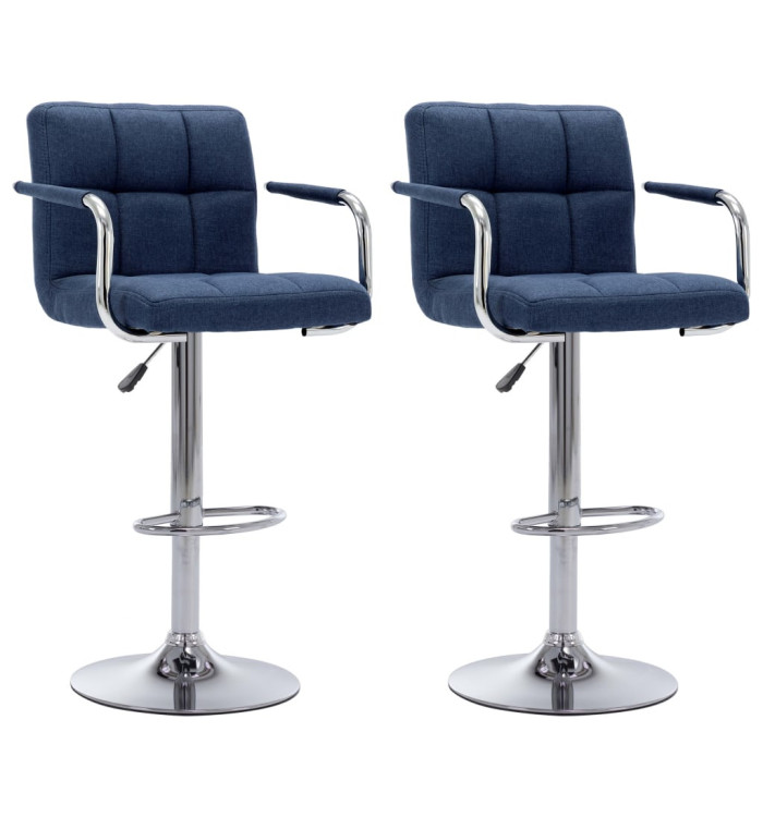 Chaises de bar lot de 2 bleu tissu | Mobilier & Déco