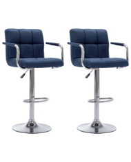 Chaises de bar lot de 2 bleu tissu | Mobilier & Déco