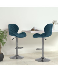 Tabourets de bar lot de 2 bleu velours | Mobilier & Déco