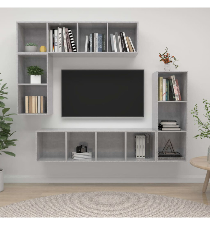Ensemble de meubles TV 4 pcs Gris béton Bois d'ingénierie | Mobilier & Déco