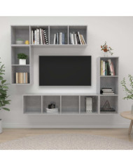 Ensemble de meubles TV 4 pcs Gris béton Bois d'ingénierie | Mobilier & Déco
