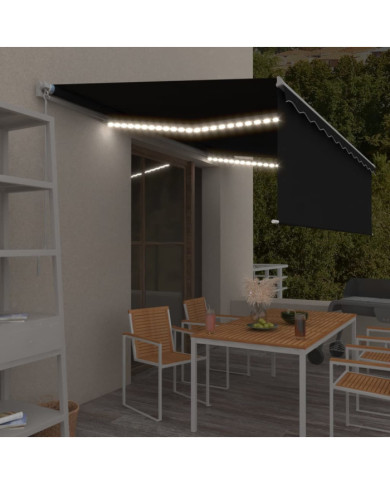 Auvent rétractable manuel avec store et LED 5x3 m Anthracite | Mobilier & Déco