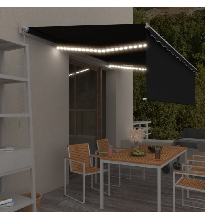 Auvent rétractable manuel avec store et LED 5x3 m Anthracite | Mobilier & Déco