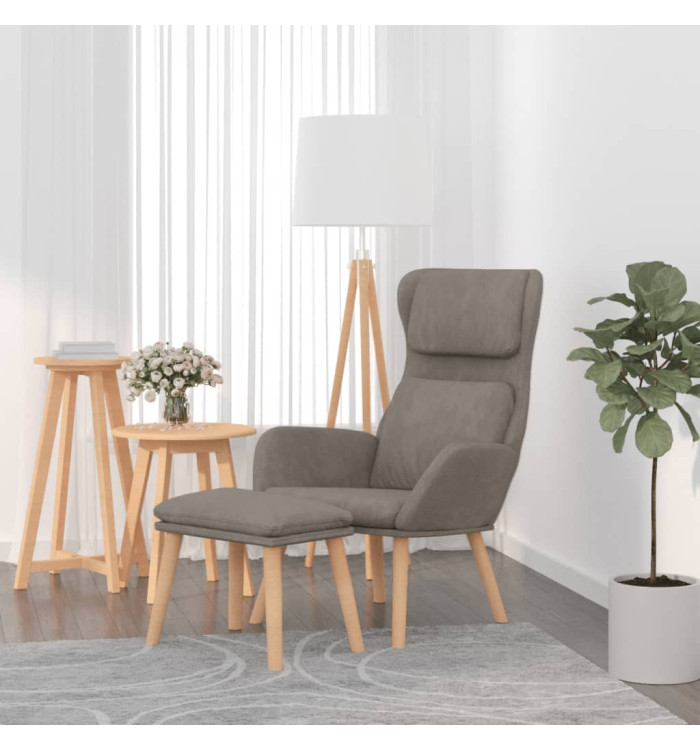 Chaise de relaxation avec tabouret Gris clair Velours | Mobilier & Déco
