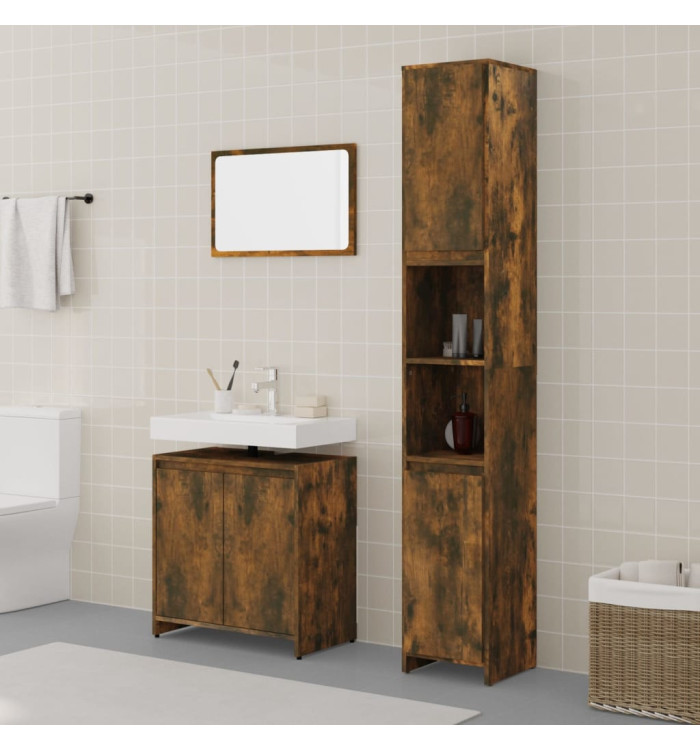 Ensemble de meubles de salle de bain 3 pcs Chêne fumé | Mobilier & Déco