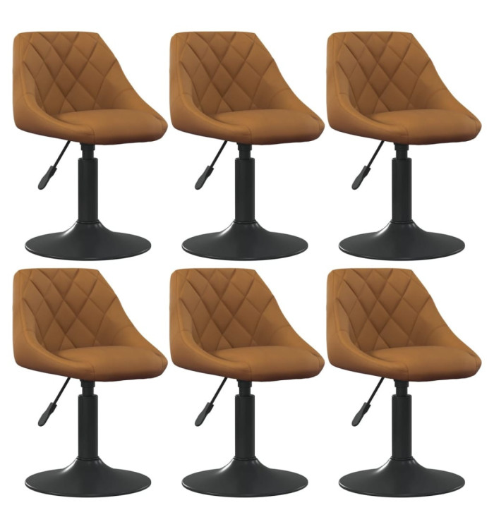 Chaises pivotantes à manger lot de 6 marron velours | Mobilier & Déco