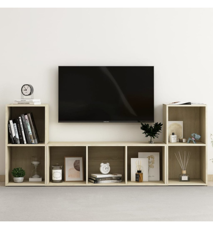 Ensemble de meubles TV 3 pcs Chêne sonoma Bois d'ingénierie | Mobilier & Déco