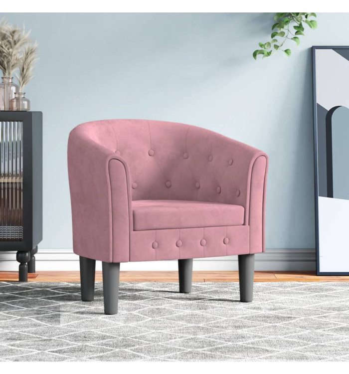 Fauteuil rose velours | Mobilier & Déco