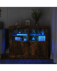 Armoires latérales et lumières LED 2 pcs chêne fumé | Mobilier & Déco