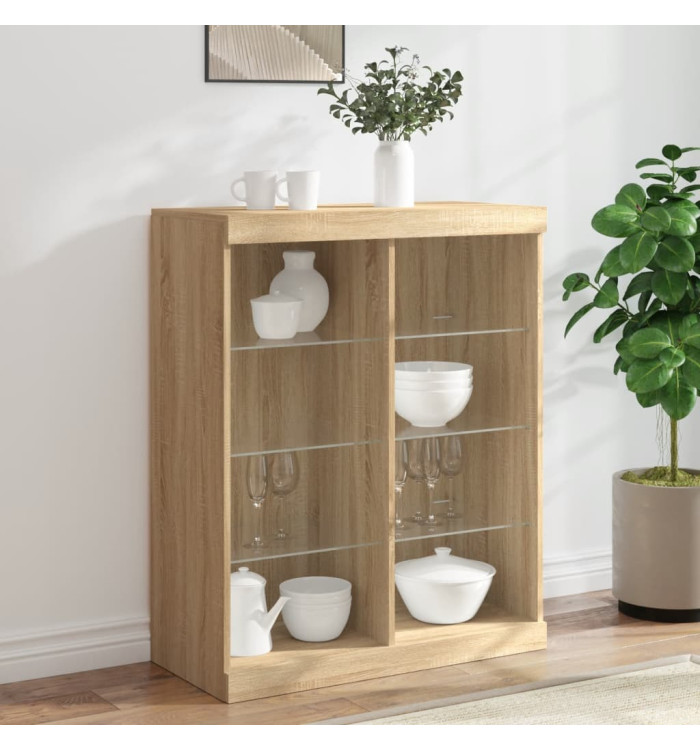 Buffet avec lumières LED chêne sonoma 81x37x100 cm | Mobilier & Déco